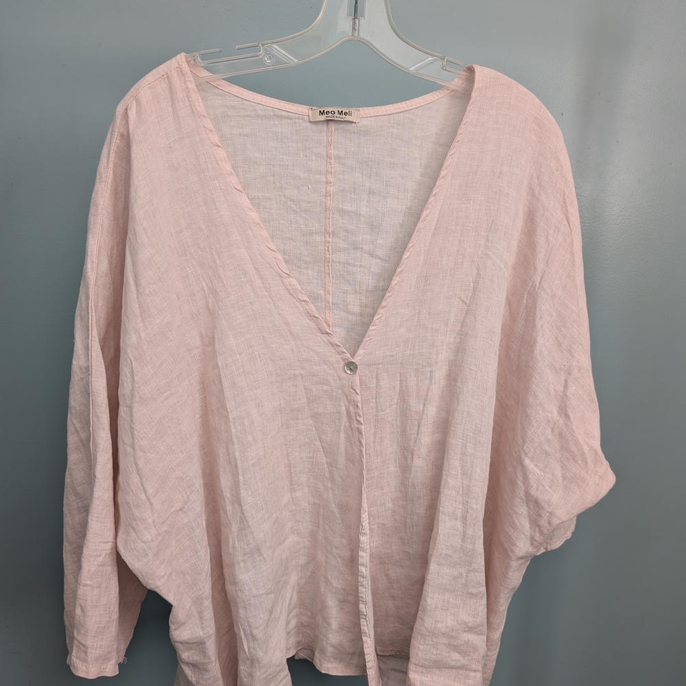 Me&Mei Light Pink Linen Cardigan